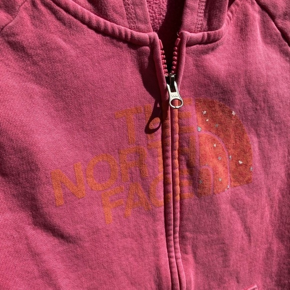 Girl's North Face Pink Logo Full-Zip Hoodie L Cotton Pocket Outdoors Climb Camp - Picture 14 of 14